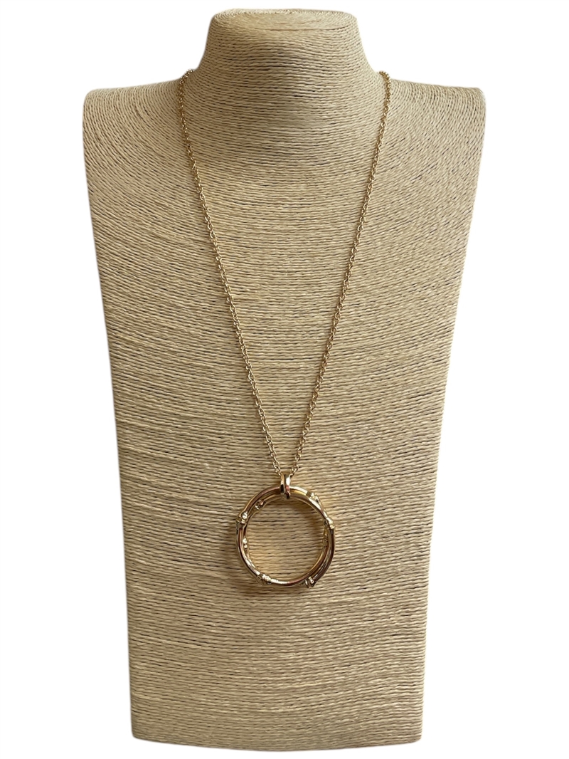 HN5164 DOUBLE CIRCLE LONG NECKLACE