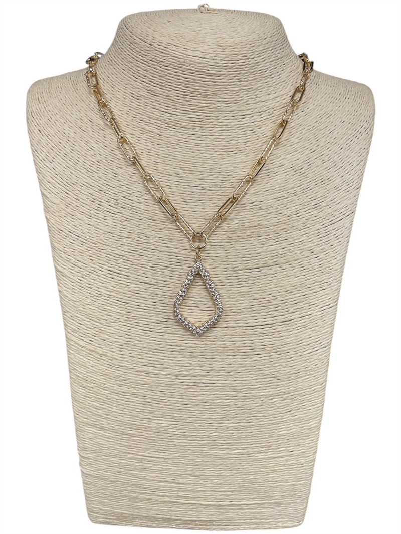 HN5186 RHINESTONE TEARDROP SHORT NECKLACE