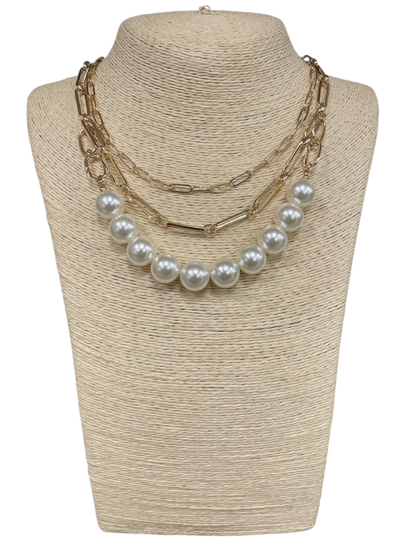 HN5189 PEARL LAYERED NECKLACE