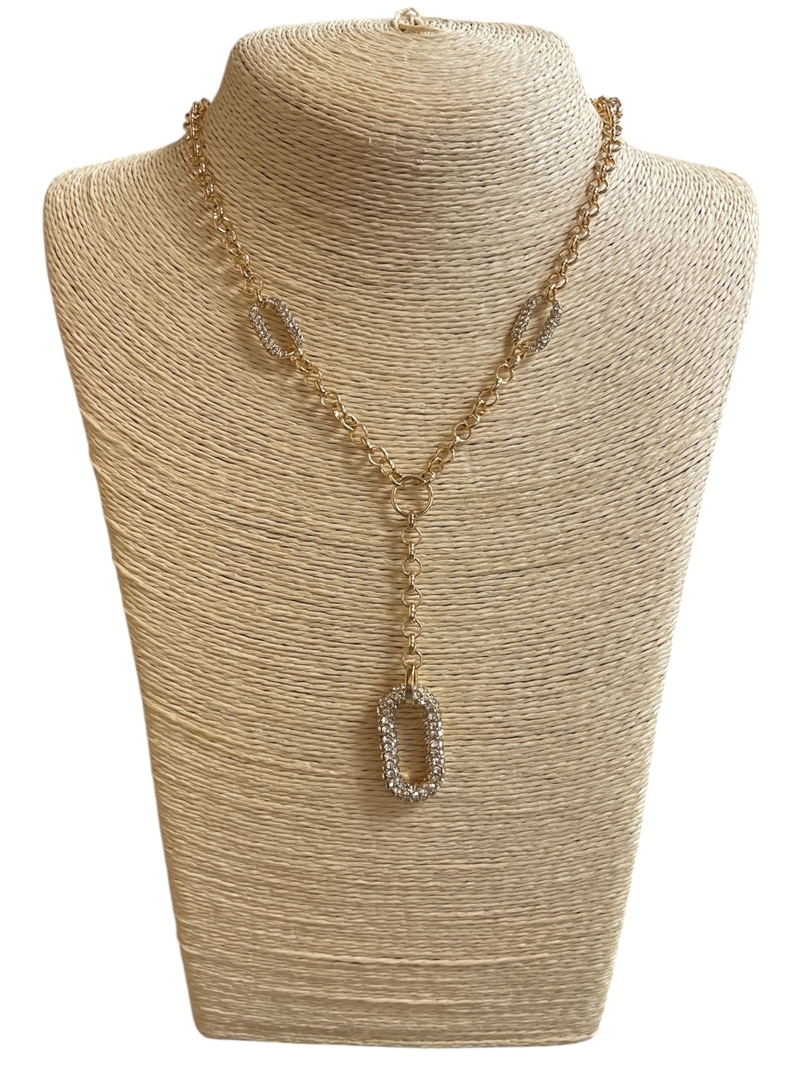HN5193  RHINESTONE OVAL  SHORT NECKLACE