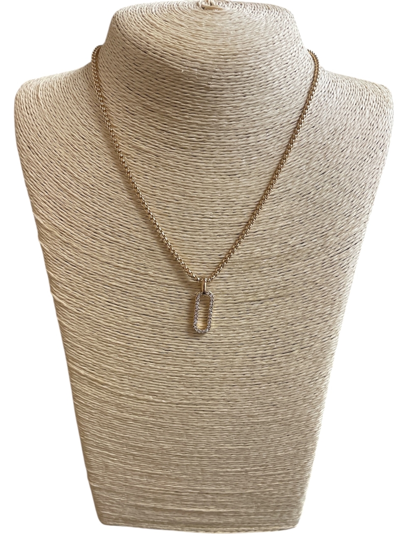 HN5204 SMALL RHINESTONE BAR GOLD SHORT NECKLACE