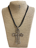 HNE4075   ANTIQUE HAMMERED CROSS SET NECKLACE