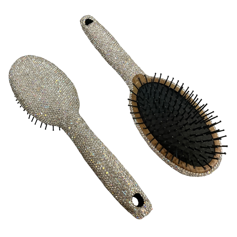 HR400  SILVER-AB RHINESTONES HAIR BRUSH