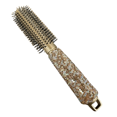 HR401BW  BROWN RHINESTONES HAIR BRUSH