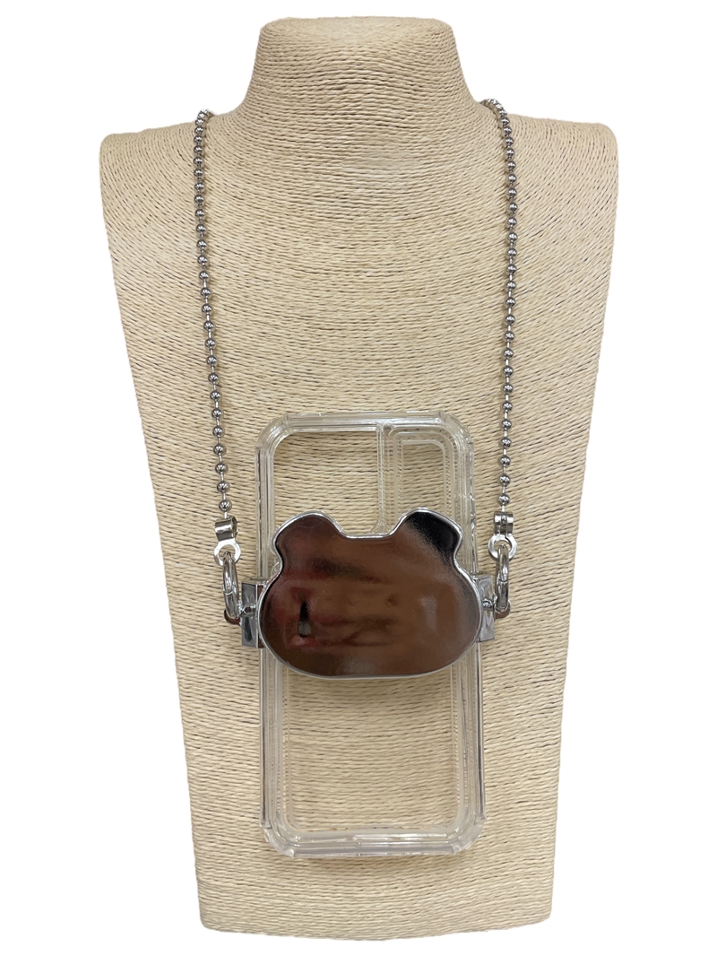 HRC01 ''60'' LONG CHAIN SILVER CAT PHONE HOLDER
