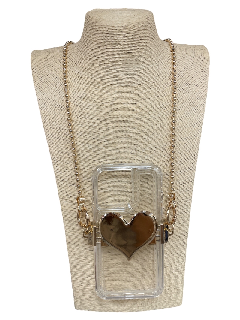 HRH01 ''60'' LONG CHAIN HEART PHONE HOLDER