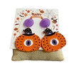 HW1  ACRYLIC PURPLE &  ORANGE PUMPKIN EARRINGS
