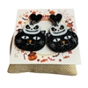 HW12   ACRYLIC BLACK SKULL & CAT EARRINGS