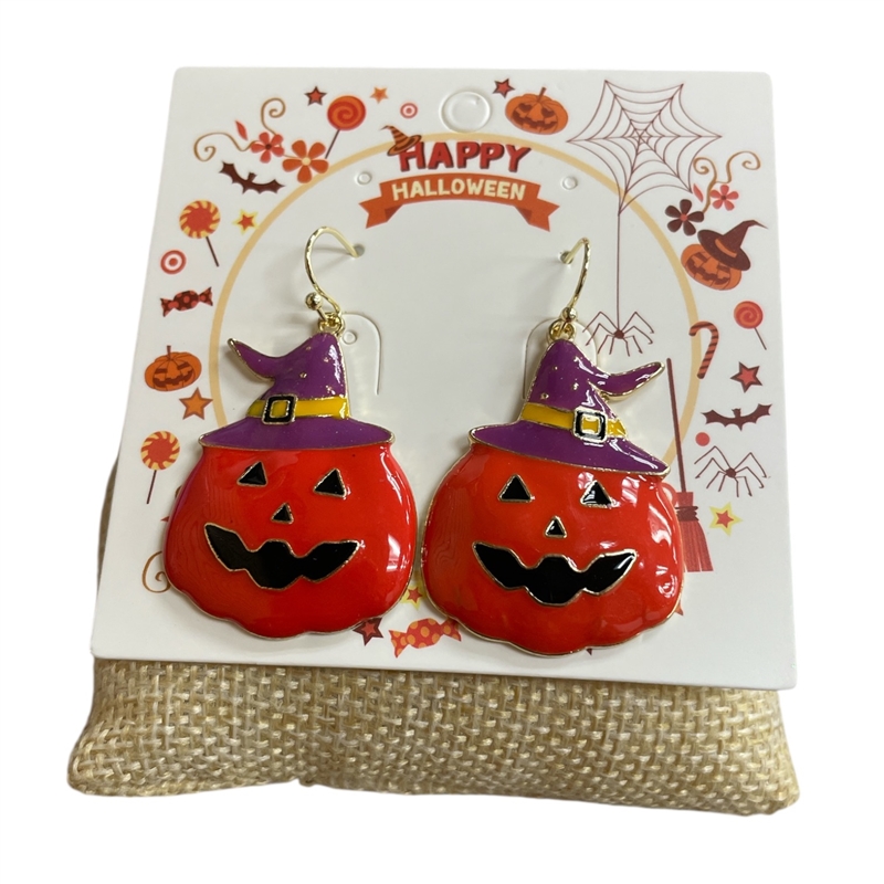 HW14  ORANGE  PUMPKIN  EARRINGS