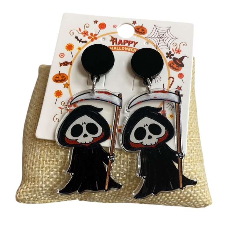 HW16  ACRYLIC GRIM REAPER  EARRINGS