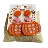 HW17  ACRYLIC FLOWER  PUMPKIN EARRINGS