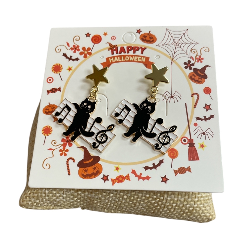 HW18  BLACK CAT EARRINGS