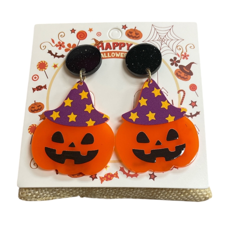 HW2  ACRYLIC STAR HAT & PUMPKIN EARRINGS