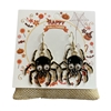 HW20  BLACK  SPIDER SKULL EARRINGS