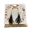HW24   ACRYLIC BLACK  SKELETON HAND EARRINGS