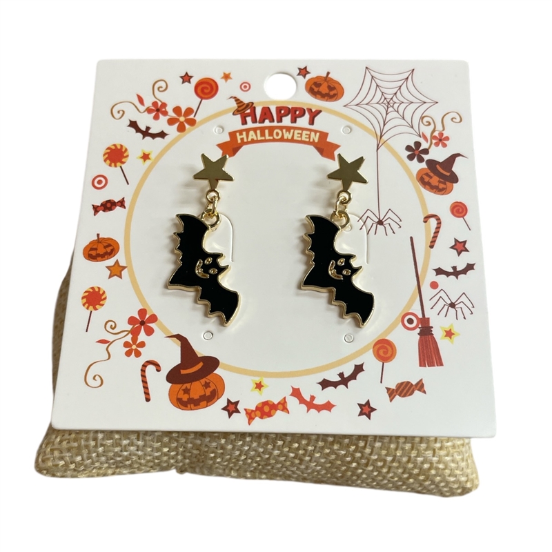 HW28 BLACK SMALL BAT EARRINGS