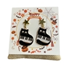 HW31  BLACK CAT IN PIANO EARRINGS