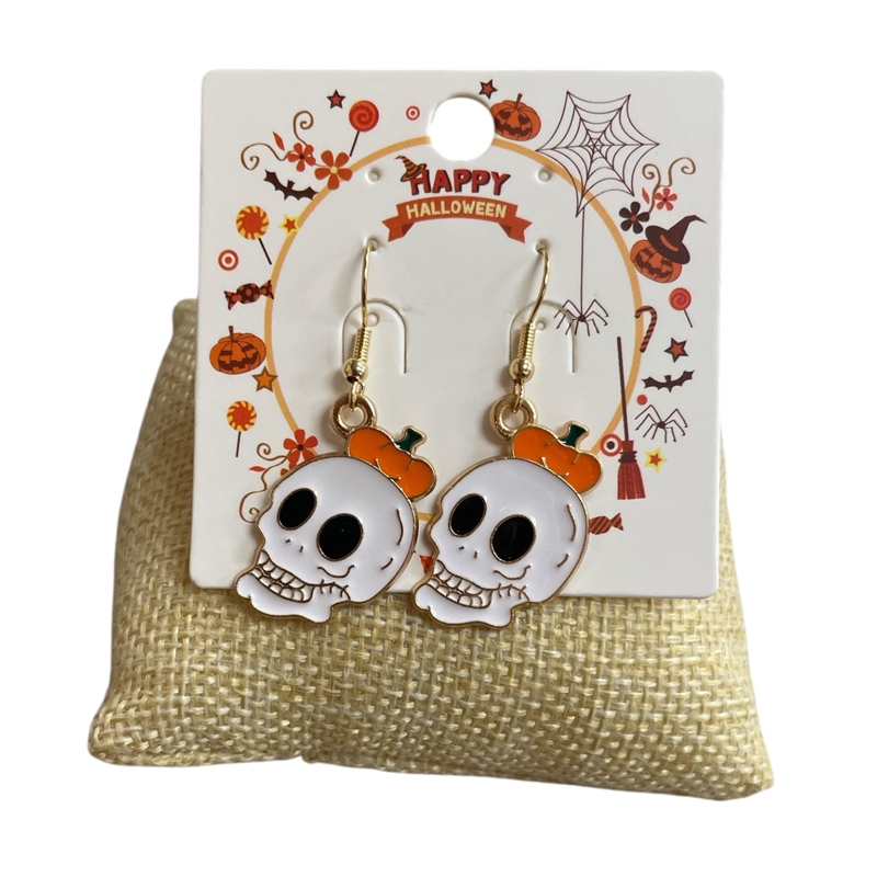 HW34  WHITE  SKULL  EARRINGS