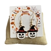 HW35  WHITE  SKULL WITH HAT EARRINGS
