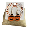 HW37  HAPPY PUMPKIN  WITH HAT EARRINGS