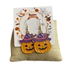 HW38  PUMPKIN  WITH PURPLE HAT EARRINGS