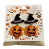 HW41  PUMPKIN WITH HAT EARRINGS