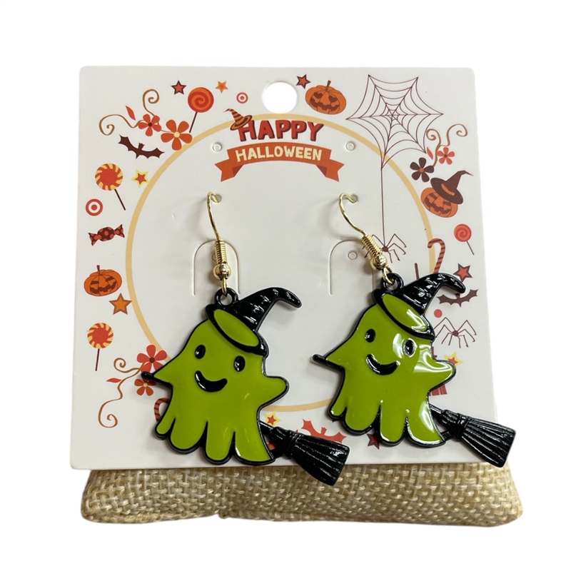 HW42  GREEN GHOST EARRINGS