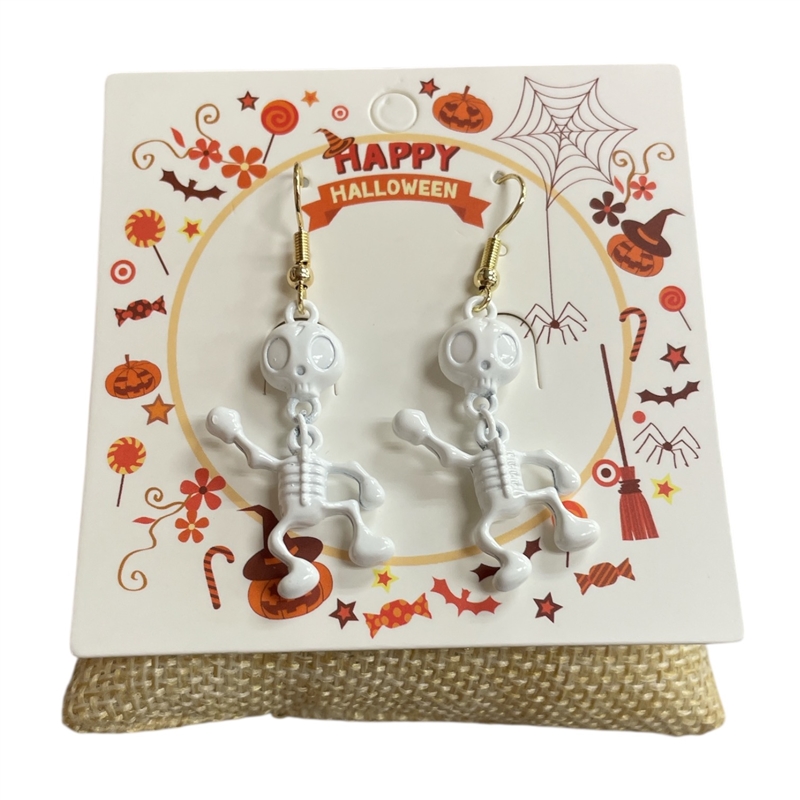 HW44  WHITE SKELETON  EARRINGS