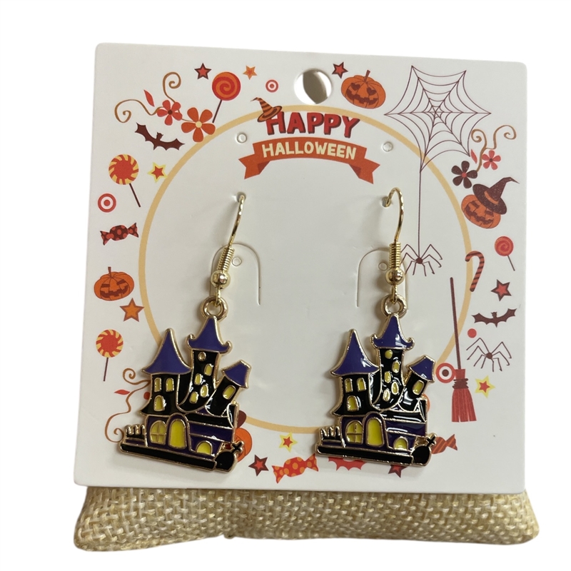 HW47  HAUNTED HOUSE DANGLE  EARRINGS