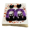 HW5  ACRYLIC PURPLE & BLACK CAT EARRINGS