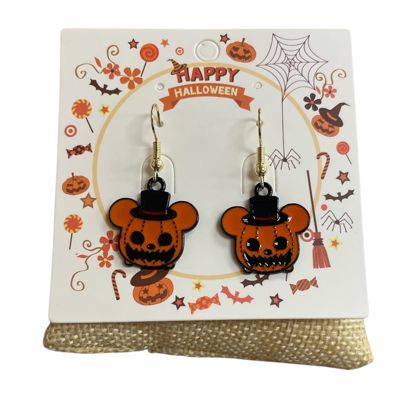 HW50   MICKEY PUMPKIN DANGLE EARRINGS