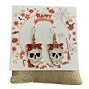 HW55  WHITE SKULL  DANGLE  EARRINGS