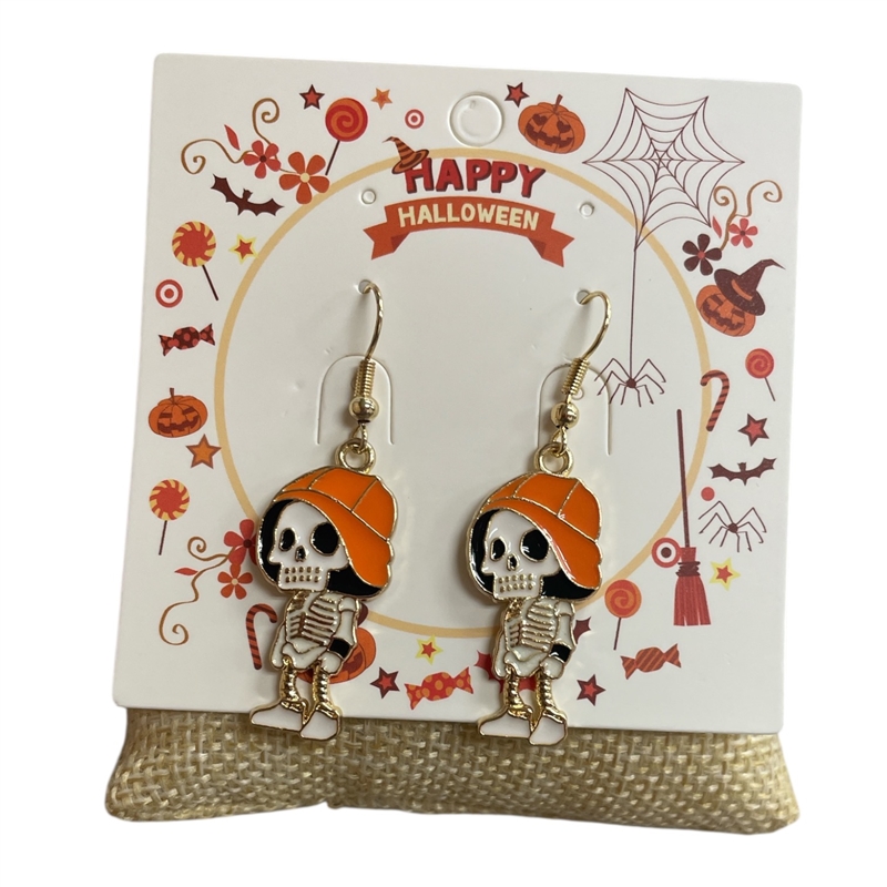 HW56  SMALL SKULL  DANGLE  EARRINGS