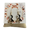 HW57  BLACK & WHITE  SKELETON  DANGLE  EARRINGS