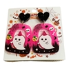 HW6  ACRYLIC PINK BLACK GHOST EARRINGS