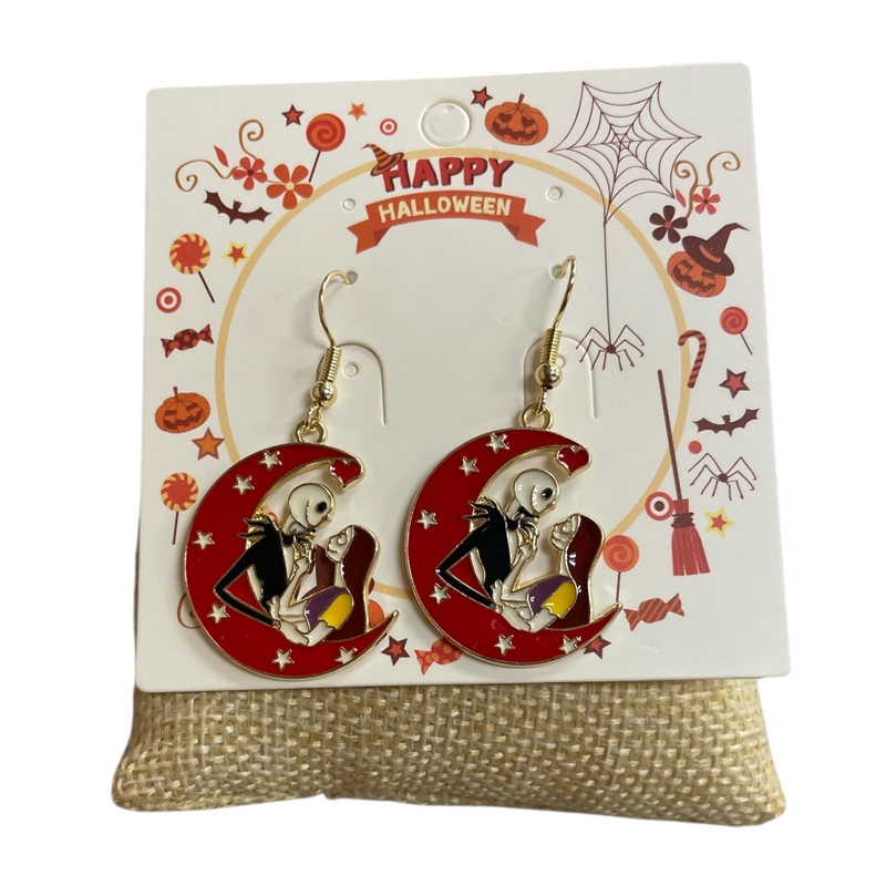 HW60  RED MOON HALLOWEEN EARRINGS