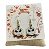 HW62  WHITE & BLACK  SKULL DANGLE  EARRINGS