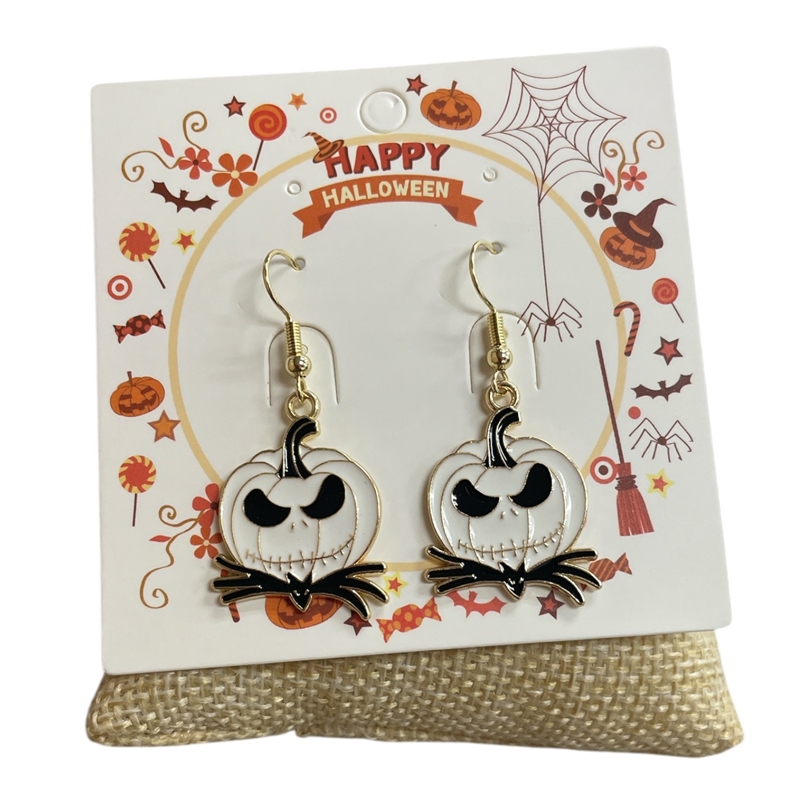 HW62  WHITE & BLACK  SKULL DANGLE  EARRINGS
