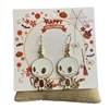 HW63  WHITE SMALL SKULL DANGLE  EARRINGS