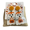 HW65  WHITE & ORANGE GHOST EARRINGS