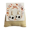 HW66  WHITE & BLACK  SKULL DANGLE  EARRINGS