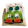 HW7  ACRYLIC GREEN & ORANGE PUMPKIN EARRINGS