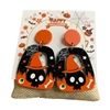 HW8  ACRYLIC ORANGE & BLACK HALLOWEEN EARRINGS