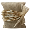 IB0100 SMALL GOLD & PEARL BEADED 8 PCS BRACELET SET