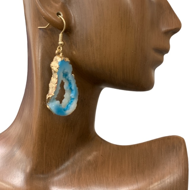 IE0167 TWO TONE  DRUZY DANGLE EARRINGS