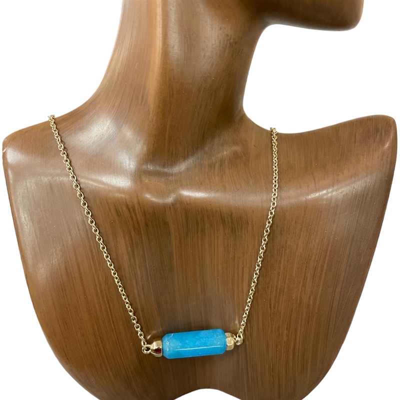 IN0136 NATURAL STONE BAR SHORT NECKLACE