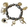 JB-1061 NAVAJO PEARL BEADED HORSE CHARMS STRETCH BRACELET