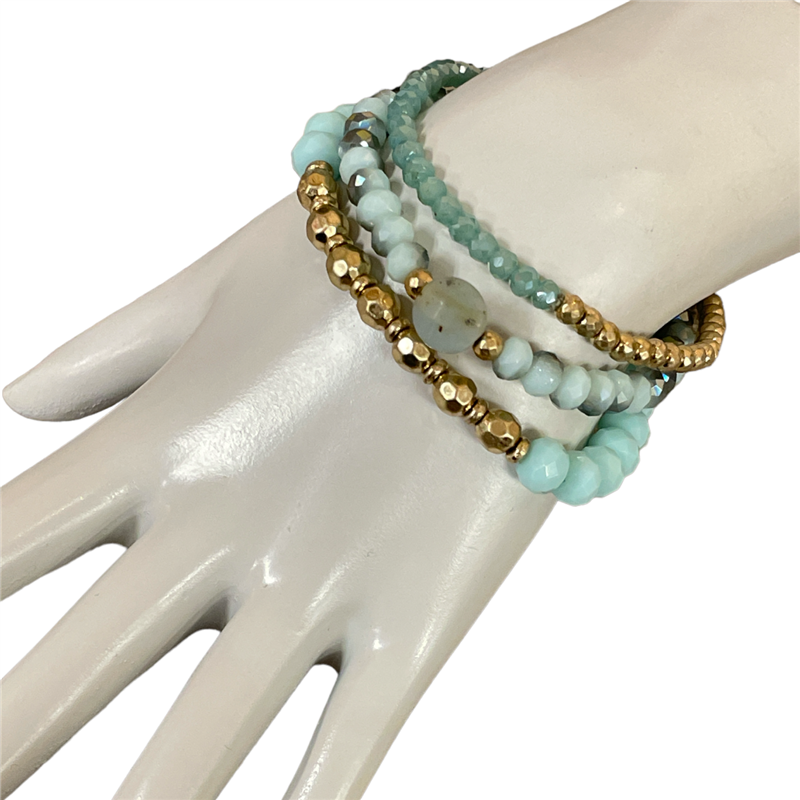 JB2347  CRYSTAL  BEADED 3PCS SET BRACELET
