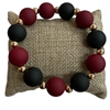 QB2369 BLACK & BURGUNDY BEADED BRACELET