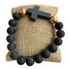 JB2379-6 CROSS BLACK SEMI-PRECIOUS STONE